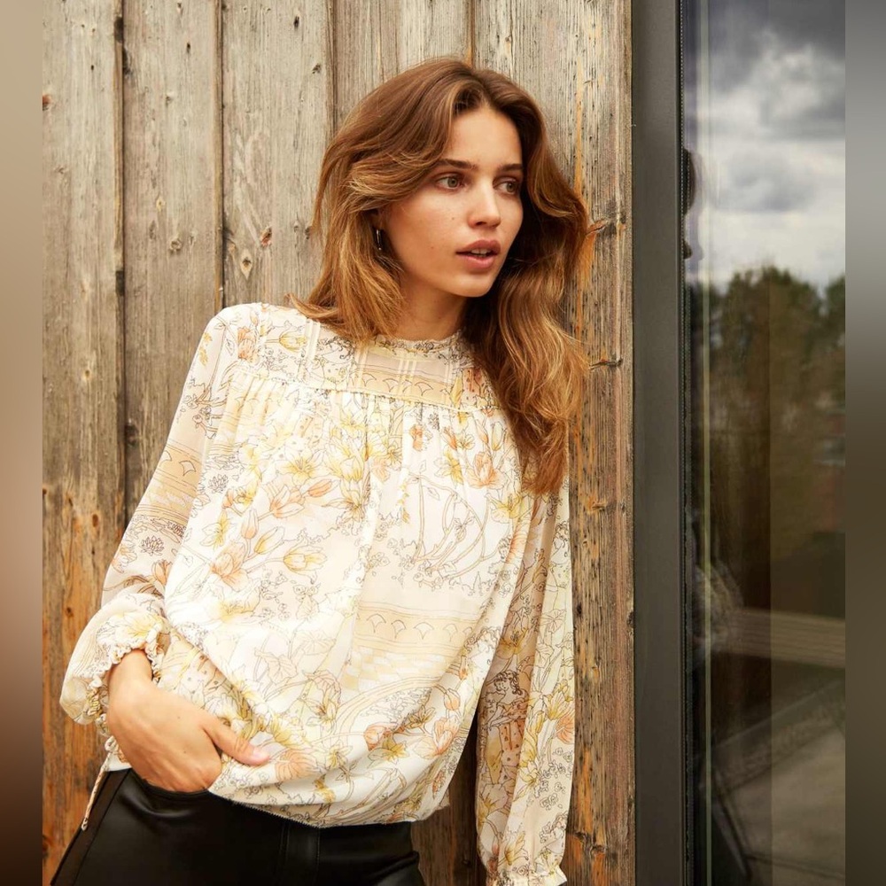 Wilfred Lourdes Blouse in Espace/Butter Yellow Pattern Size XS